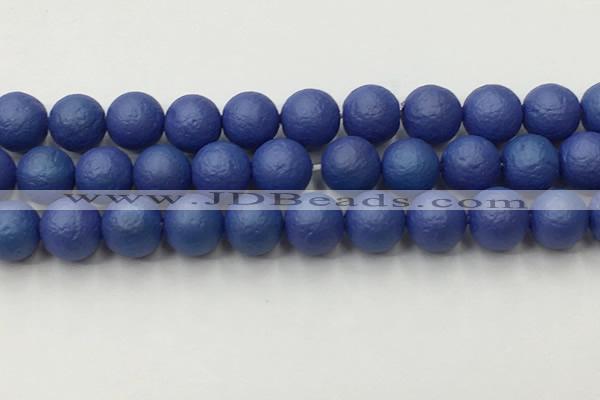 CSB2575 15.5 inches 14mm round matte wrinkled shell pearl beads