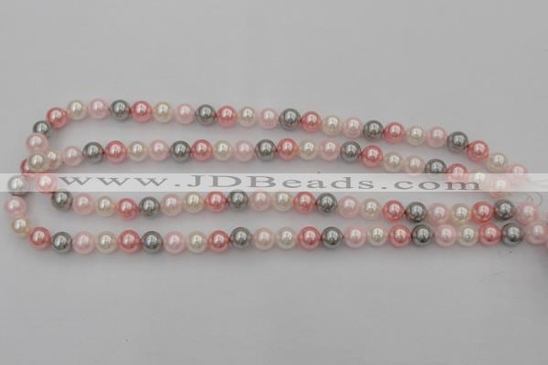 CSB303 15.5 inches 8mm round mixed color shell pearl beads