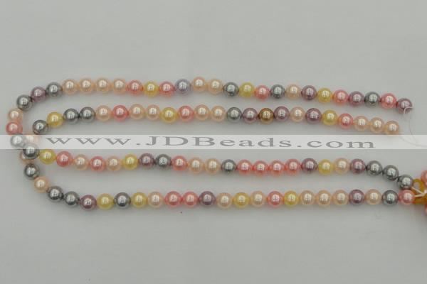 CSB304 15.5 inches 8mm round mixed color shell pearl beads