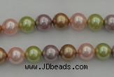 CSB306 15.5 inches 8mm round mixed color shell pearl beads