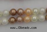 CSB308 15.5 inches 8mm round mixed color shell pearl beads