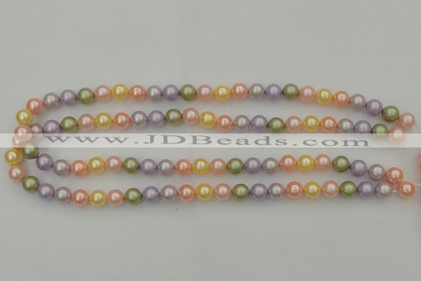 CSB309 15.5 inches 8mm round mixed color shell pearl beads