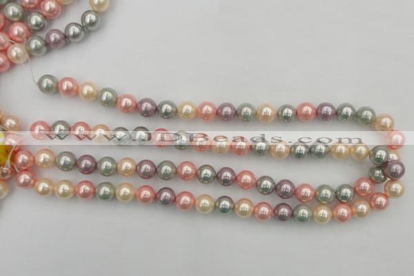 CSB324 15.5 inches 10mm round mixed color shell pearl beads