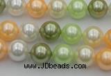 CSB328 15.5 inches 10mm round mixed color shell pearl beads