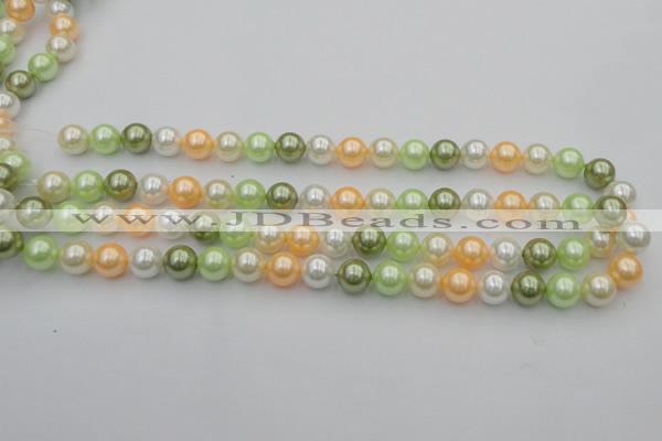 CSB328 15.5 inches 10mm round mixed color shell pearl beads