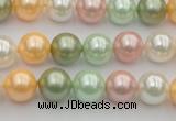 CSB329 15.5 inches 10mm round mixed color shell pearl beads