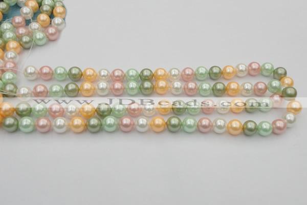 CSB329 15.5 inches 10mm round mixed color shell pearl beads