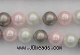 CSB335 15.5 inches 10mm round mixed color shell pearl beads