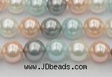 CSB336 15.5 inches 10mm round mixed color shell pearl beads