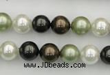 CSB337 15.5 inches 10mm round mixed color shell pearl beads