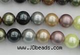 CSB339 15.5 inches 10mm round mixed color shell pearl beads