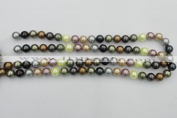 CSB339 15.5 inches 10mm round mixed color shell pearl beads