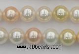 CSB350 15.5 inches 12mm round mixed color shell pearl beads