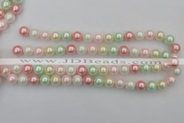 CSB352 15.5 inches 12mm round mixed color shell pearl beads