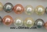 CSB355 15.5 inches 12mm round mixed color shell pearl beads