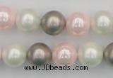 CSB356 15.5 inches 12mm round mixed color shell pearl beads