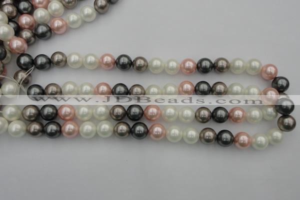 CSB358 15.5 inches 12mm round mixed color shell pearl beads