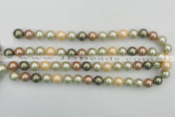 CSB359 15.5 inches 12mm round mixed color shell pearl beads