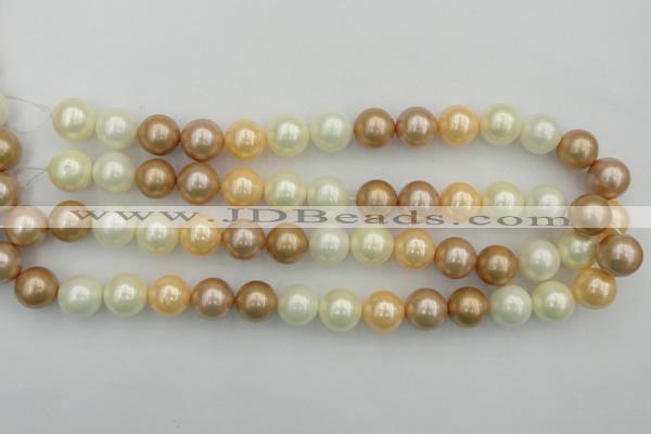 CSB371 15.5 inches 14mm round mixed color shell pearl beads