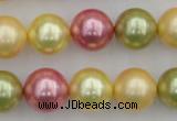 CSB378 15.5 inches 14mm round mixed color shell pearl beads