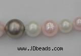 CSB406 15.5 inches 8mm - 16mm round mixed color shell pearl beads