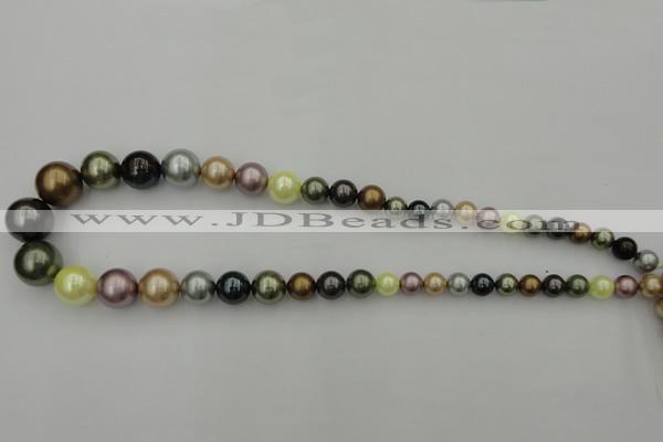 CSB409 15.5 inches 8mm - 16mm round mixed color shell pearl beads