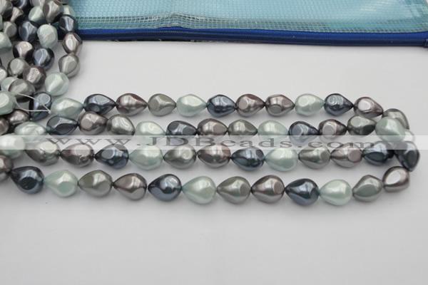 CSB417 12*15.5mm faceted teardrop mixed color shell pearl beads