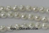 CSB450 15.5 inches 6mm faceted round shell pearl beads