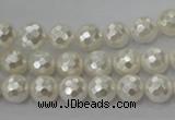 CSB452 15.5 inches 10mm faceted round shell pearl beads