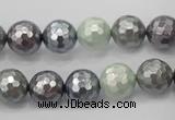 CSB461 15.5 inches 10mm faceted round mixed color shell pearl beads