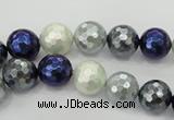 CSB481 15.5 inches 10mm faceted round mixed color shell pearl beads