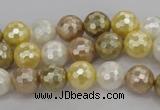 CSB521 15.5 inches 10mm faceted round mixed color shell pearl beads