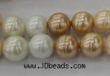 CSB611 15.5 inches 12mm whorl round mixed color shell pearl beads