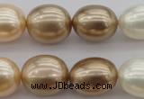 CSB678 15.5 inches 16*19mm oval mixed color shell pearl beads