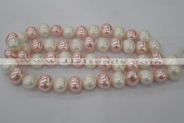 CSB712 15.5 inches 16*19mm oval mixed color shell pearl beads