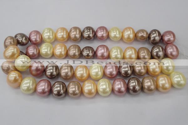 CSB715 15.5 inches 16*19mm oval mixed color shell pearl beads