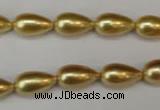 CSB857 15.5 inches 8*14mm teardrop shell pearl beads wholesale