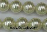 CSB896 15.5 inches 16mm whorl round shell pearl beads wholesale