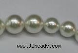 CSB920 15.5 inches 8mm - 14mm round shell pearl beads wholesale