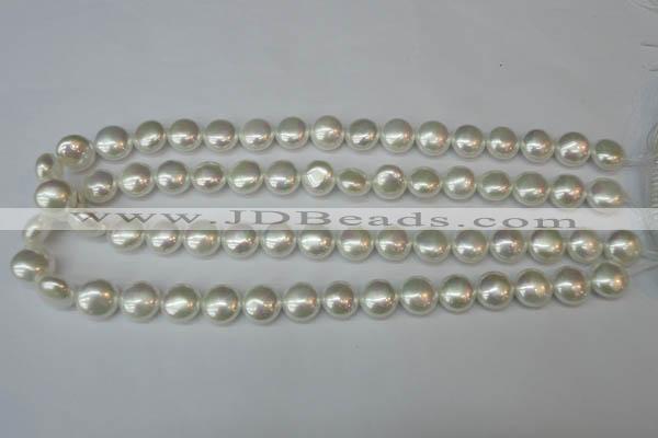 CSB940 15.5 inches 12mm flat round shell pearl beads wholesale