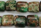 CSE115 15.5 inches 16*16mm square dyed natural sea sediment jasper beads