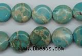 CSE84 15.5 inches 14mm flat round dyed natural sea sediment jasper beads