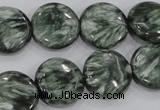 CSH53 15 inches 16mm flat round natural seraphinite gemstone beads