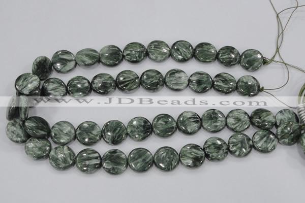 CSH54 15 inches 18mm flat round natural seraphinite gemstone beads