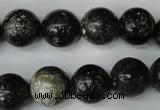 CSI75 15.5 inches 14mm round silver scale stone beads wholesale