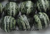 CSJ07 15.5 inches 16mm round green silver line jasper beads wholesale