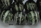 CSJ08 15.5 inches 18mm round green silver line jasper beads wholesale