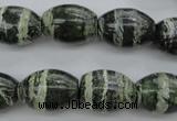 CSJ102 15.5 inches 13*18mm rice green silver line jasper beads