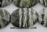 CSJ114 15.5 inches 22*30mm faceted oval green silver line jasper beads