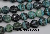 CSJ214 15.5 inches 10mm flat round dyed green silver line jasper beads